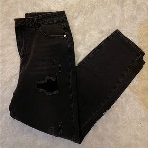 SHEIN BLACK  BOYFRIEND RIPPED JEANS